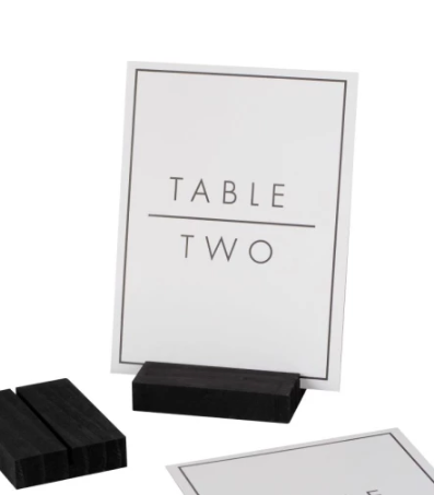 Tischnummer-Set (1-12), Papierdruck einseitig, Schwarz/Weiß, inkl. Ständer