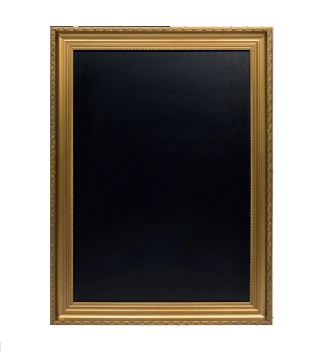 Kreidetafel mit Rahmung in Farbe Gold