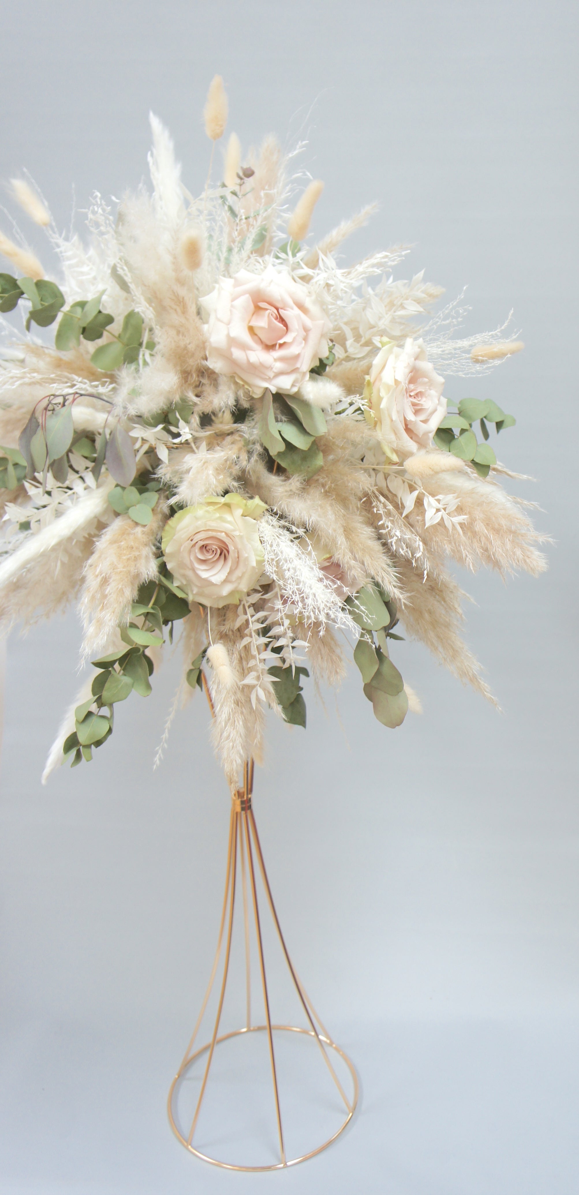 Blumenständer, Trompetenständer inkl. Schale, Tischdeko, Farbe Gold, Höhe 80 cm