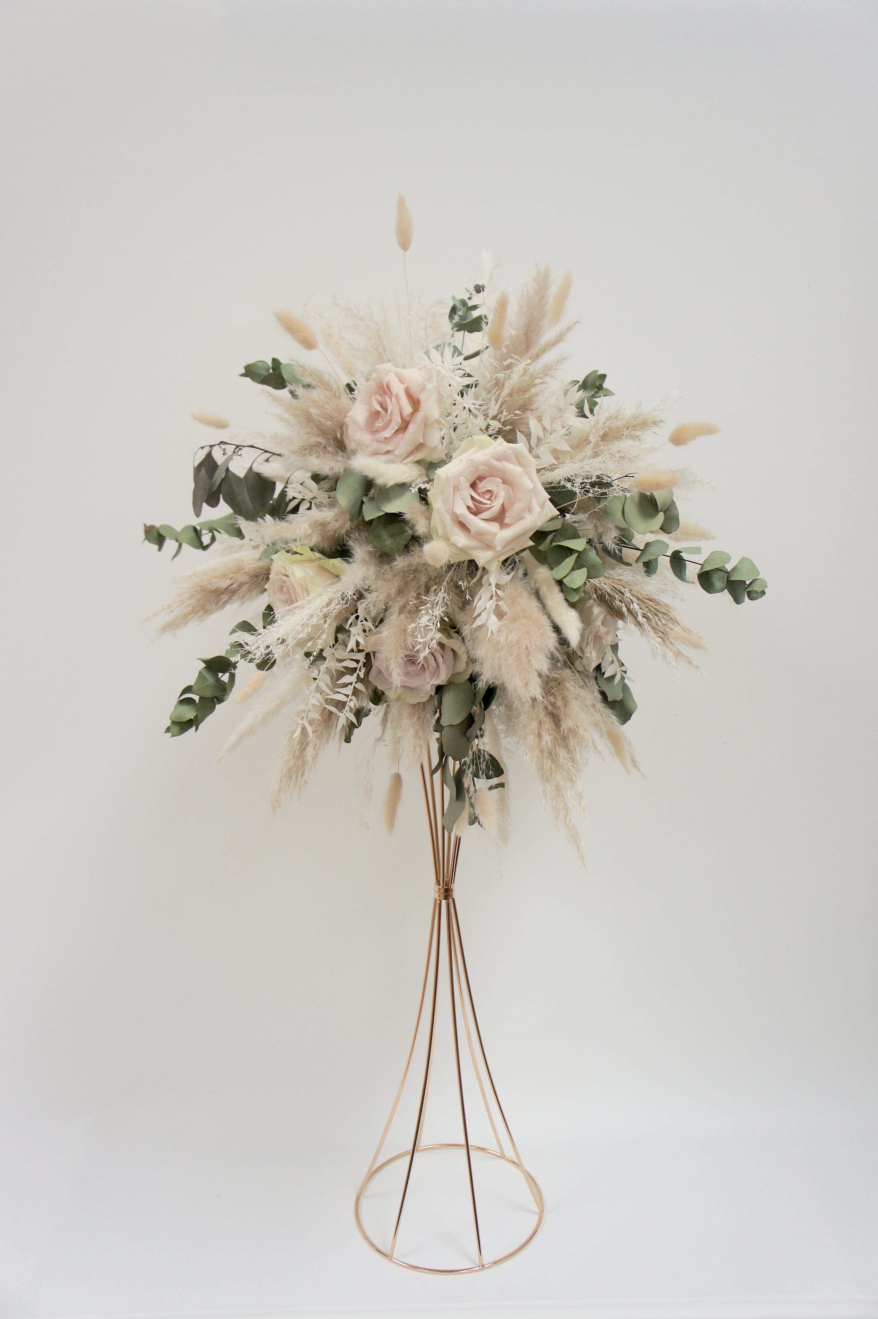 Blumenständer, Trompetenständer inkl. Schale, Tischdeko, Farbe Gold, Höhe 80 cm