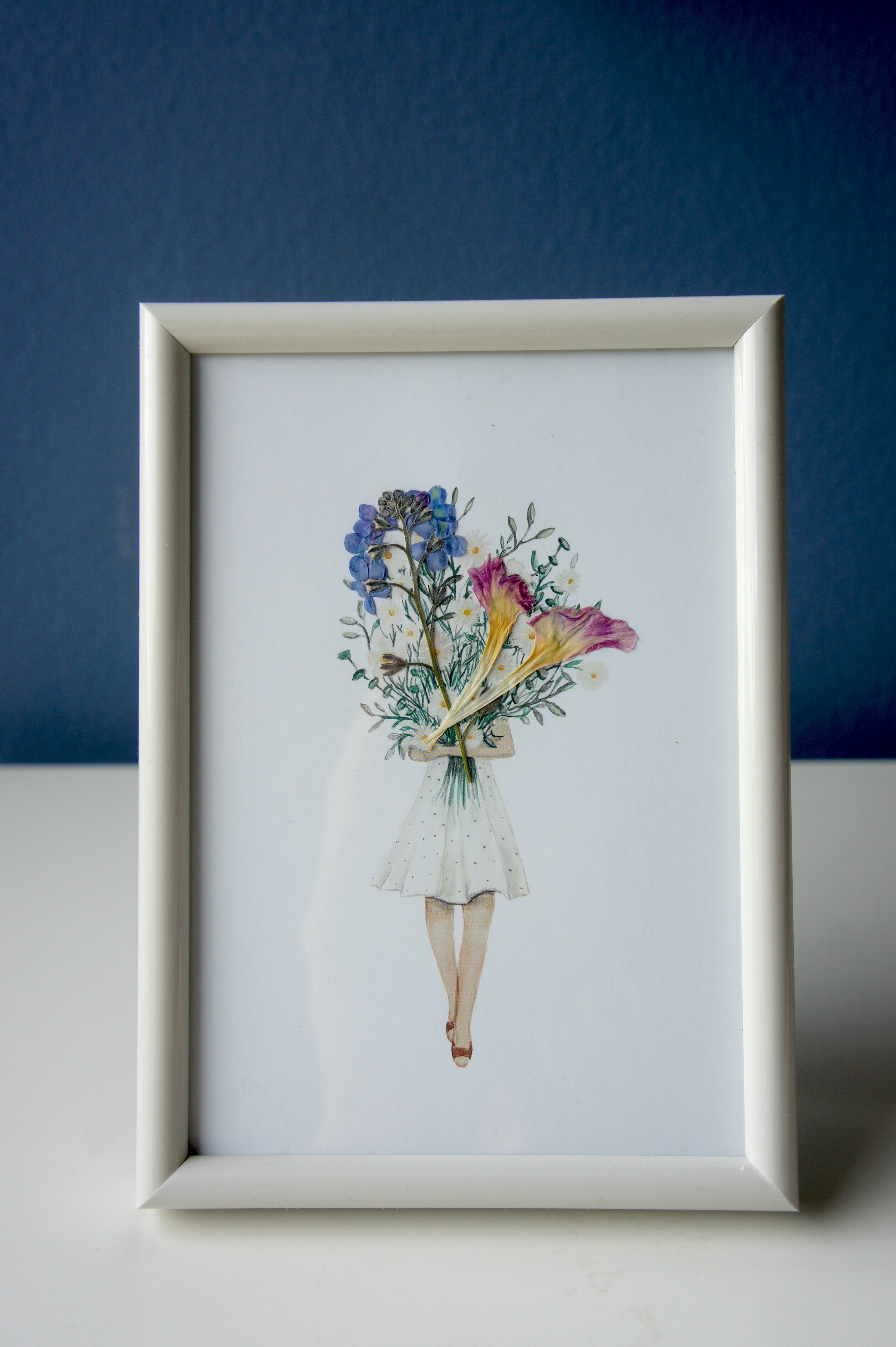 Pressed Flower Collage/Grafikdruck, gerahmt