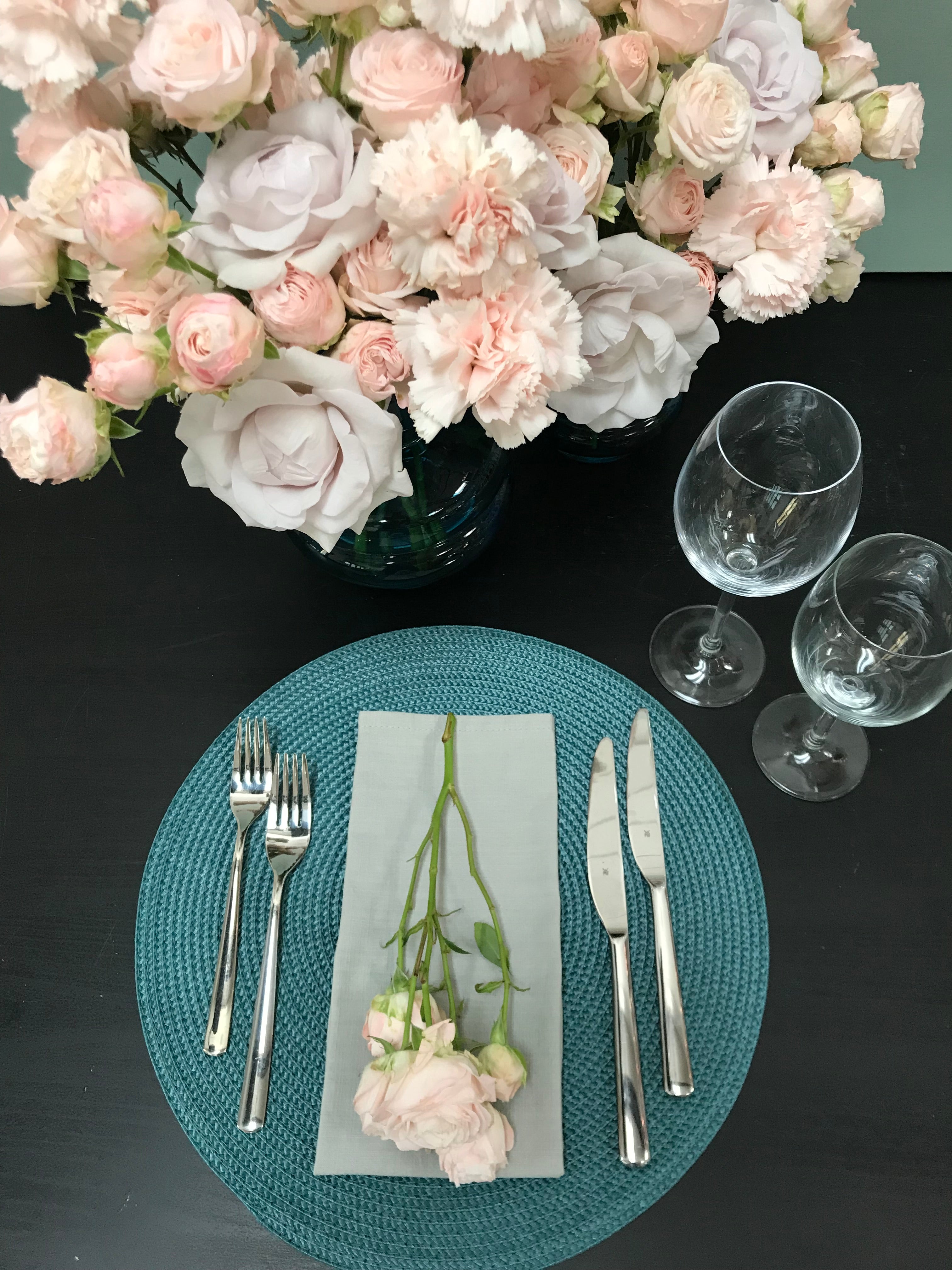 Tischset/Platzset, rund 40 cm, Farbe Petrol