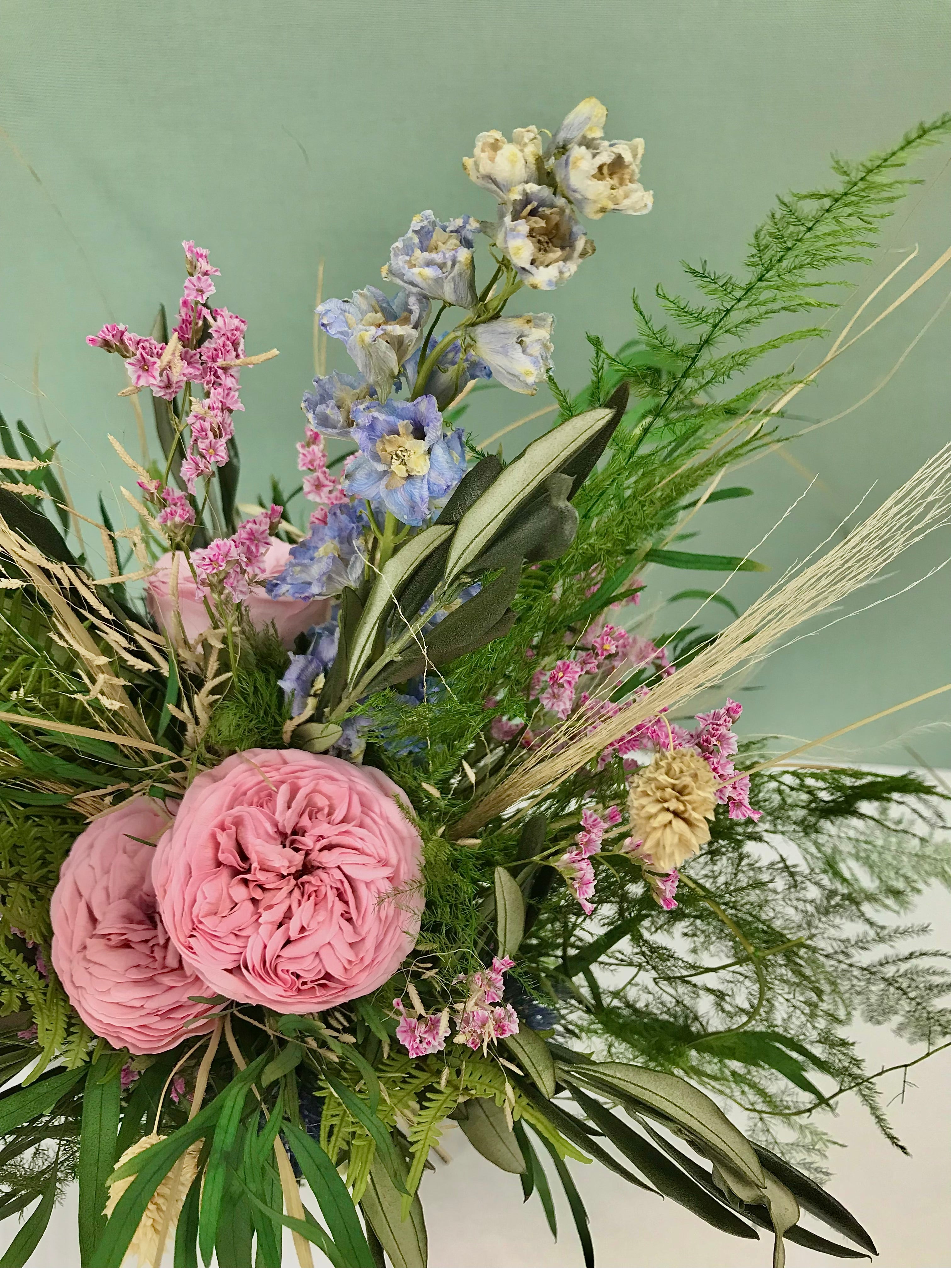 Serie COLOURS OF NATURE, Brautstrauss, Reversschmuck, konservierte Rosen, Infinity roses