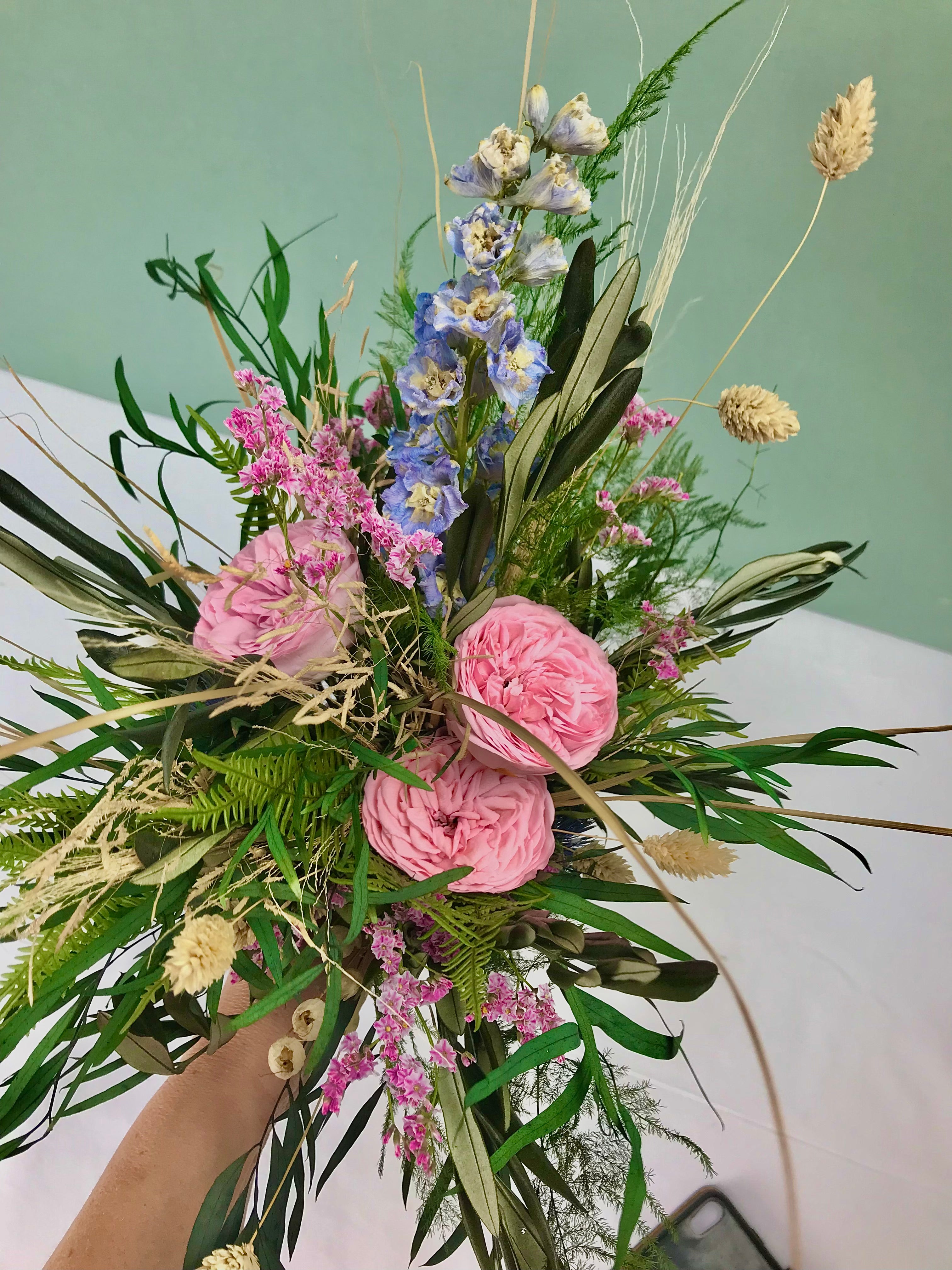 Serie COLOURS OF NATURE, Brautstrauss, Reversschmuck, konservierte Rosen, Infinity roses