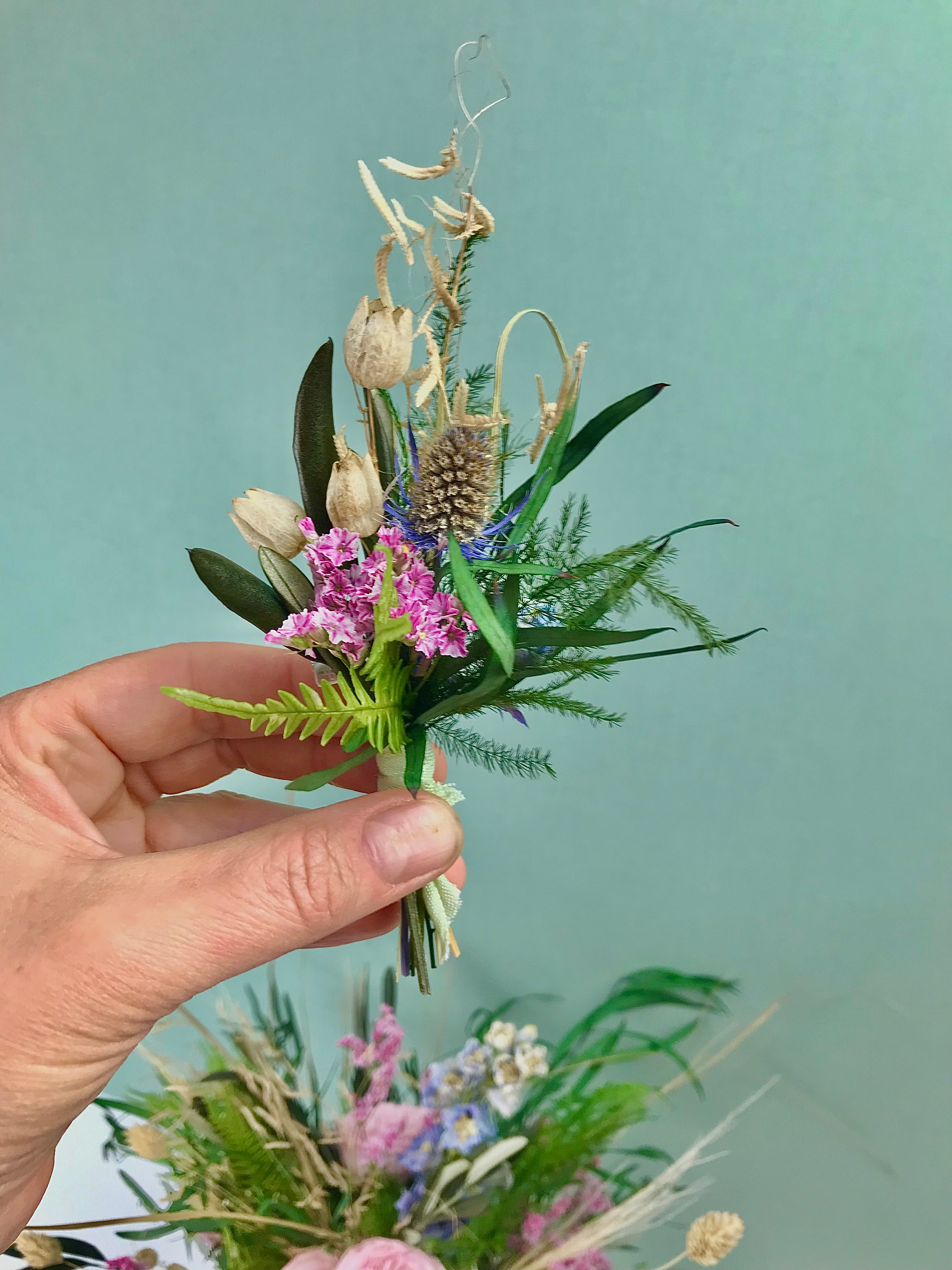 Serie COLOURS OF NATURE, Brautstrauss, Reversschmuck, konservierte Rosen, Infinity roses