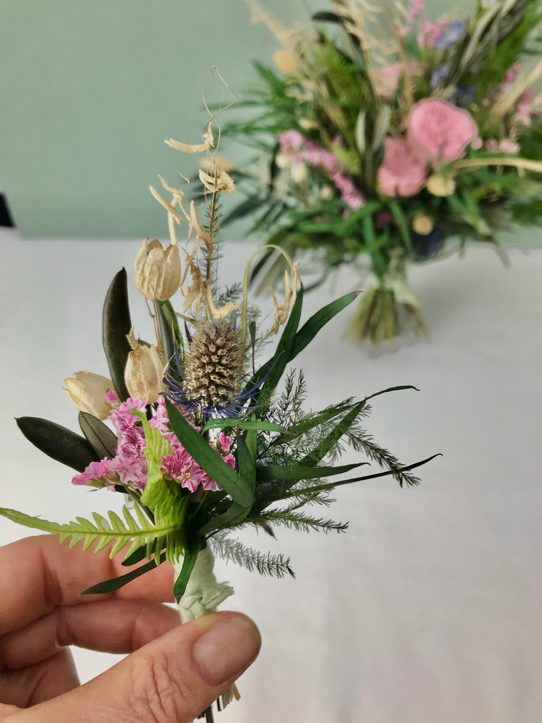 Serie COLOURS OF NATURE, Brautstrauss, Reversschmuck, konservierte Rosen, Infinity roses