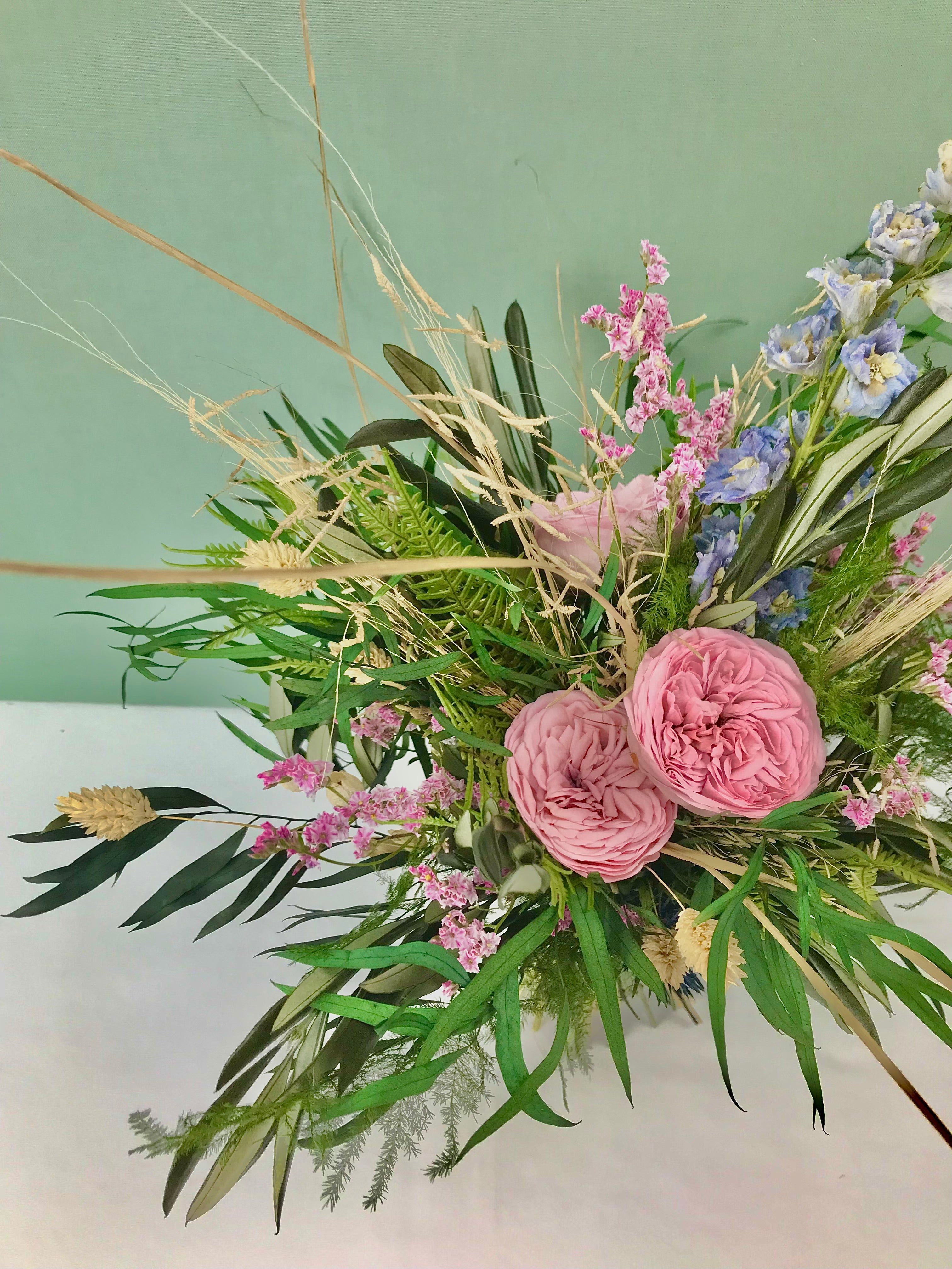 Serie COLOURS OF NATURE, Brautstrauss, Reversschmuck, konservierte Rosen, Infinity roses