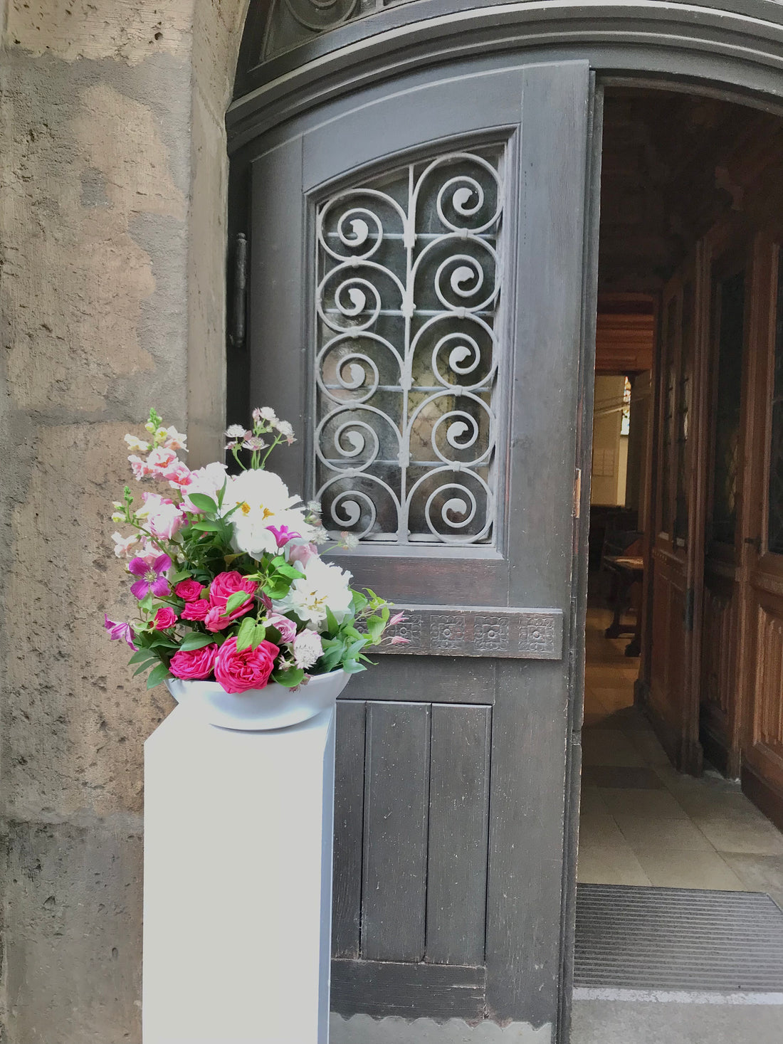 2x Dekosäule inkl. Aufsatzschalen, Farbe Weiß