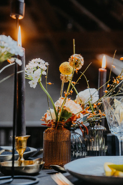 Glasvase, kugelig in 2 Farben: Orange und Grau, als Set, 2-tlg. erhältlich