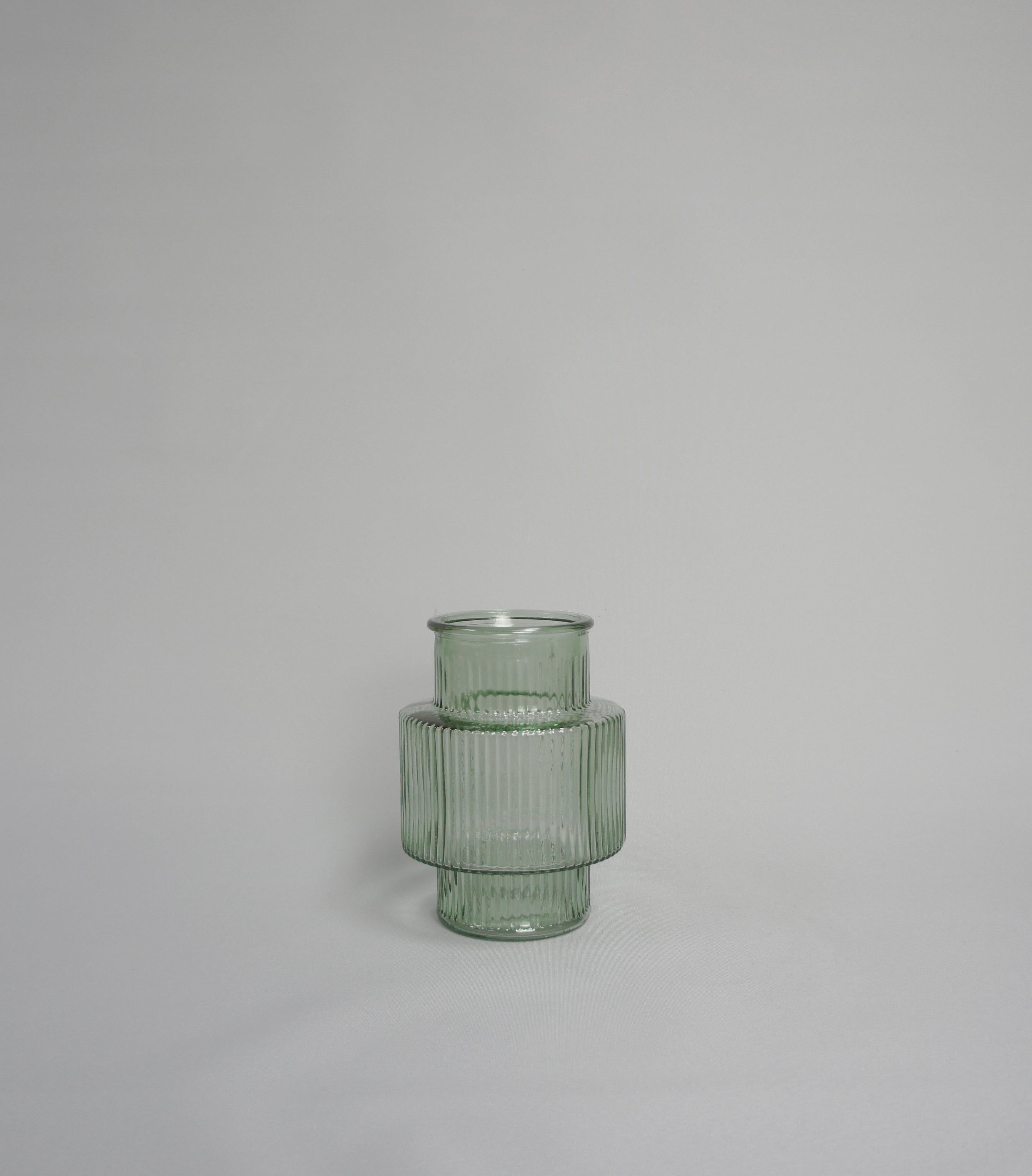 Glasvase, geriffelt, Farbe Grün und Graublau, erhältlich in 3 Größen