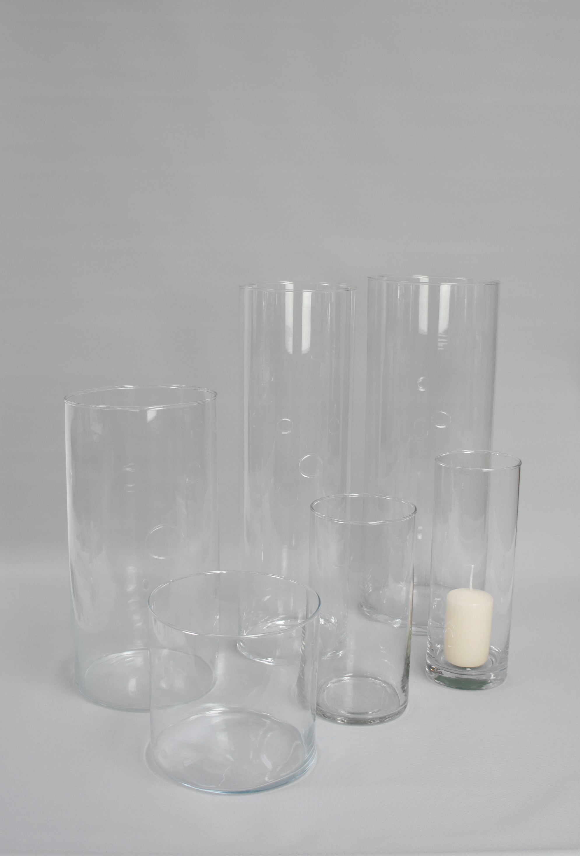 Vase/Windlicht Klarglas, zylindrisch in verschiedenen Größen