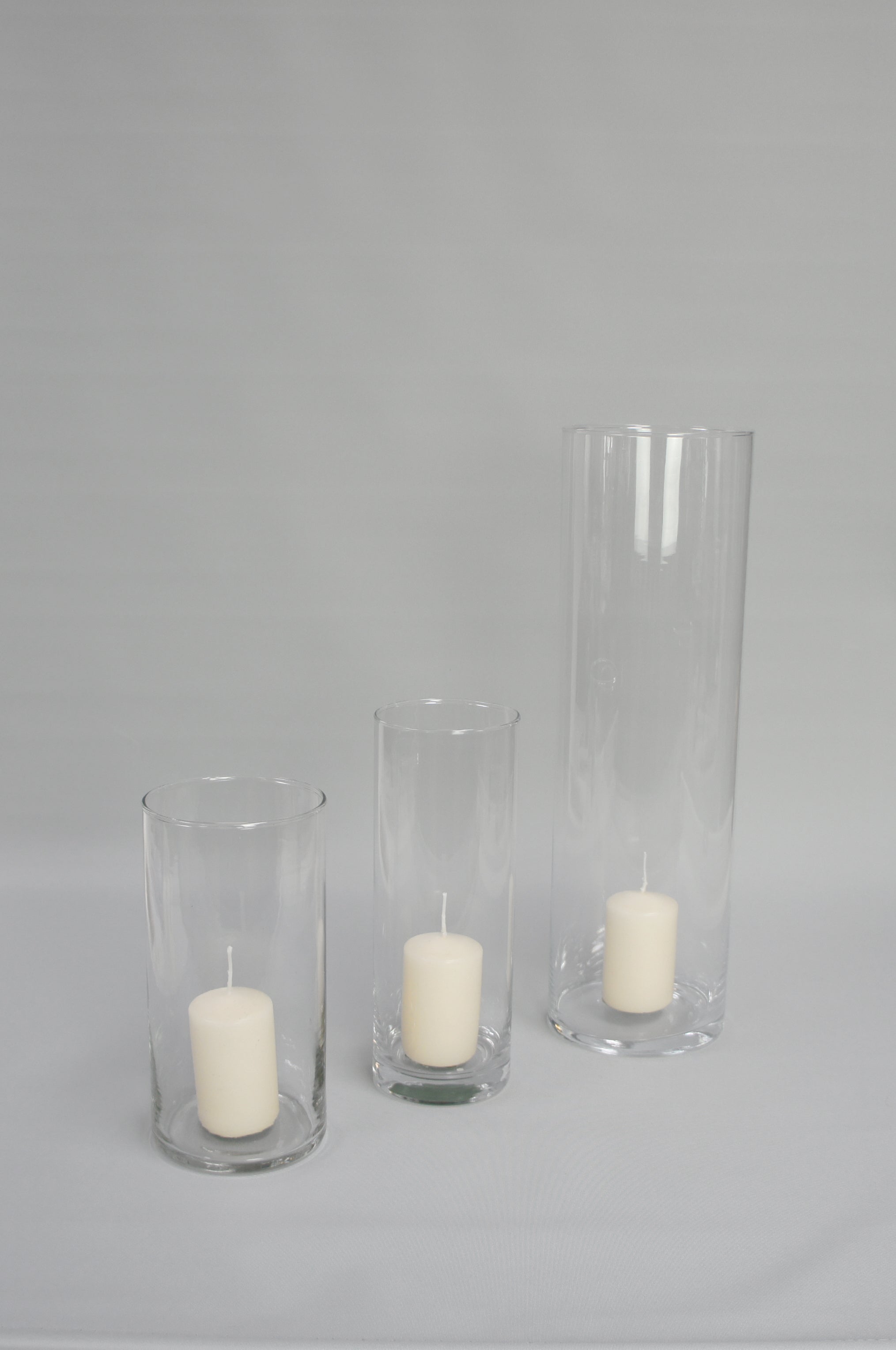 Vase/Windlicht Klarglas, zylindrisch in verschiedenen Größen