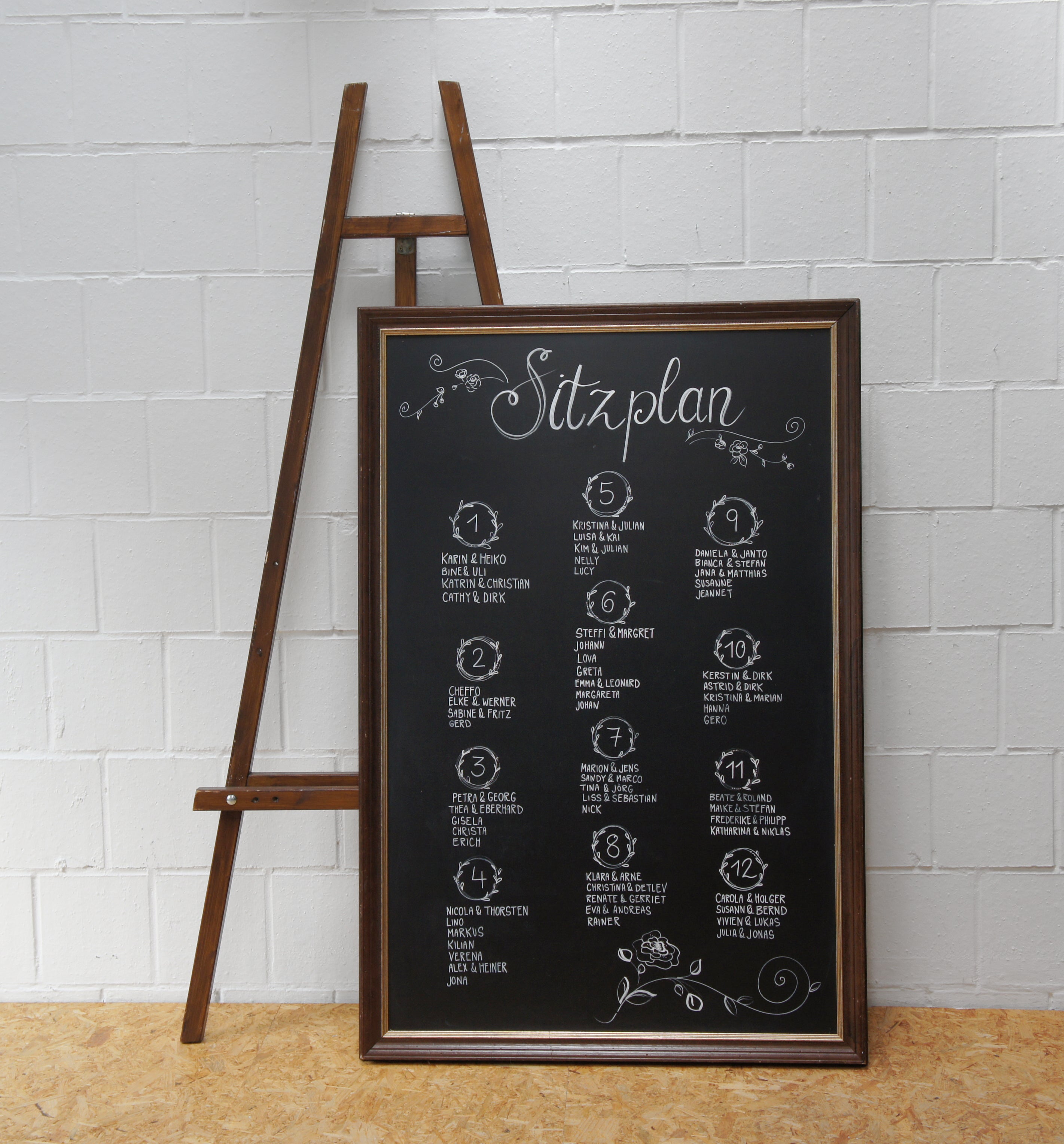 Kreidetafel mit Holzrahmung inkl. Schwerlaststaffelei