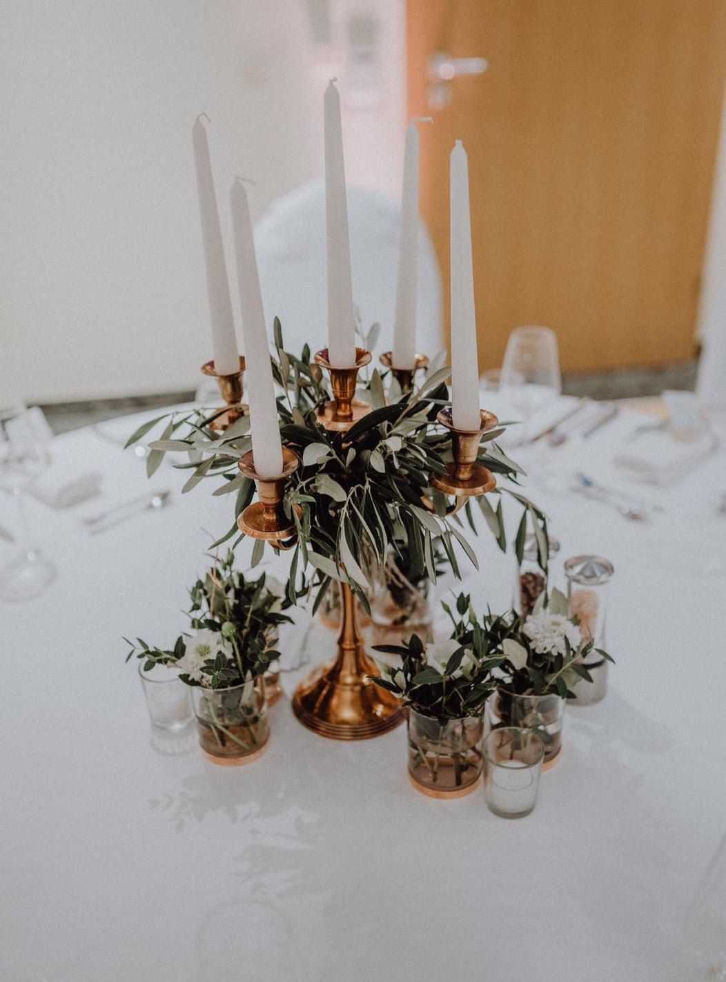 Kerzenglas/Vase, universal, zylindrisch auf Sockel in Farbe Kupfer