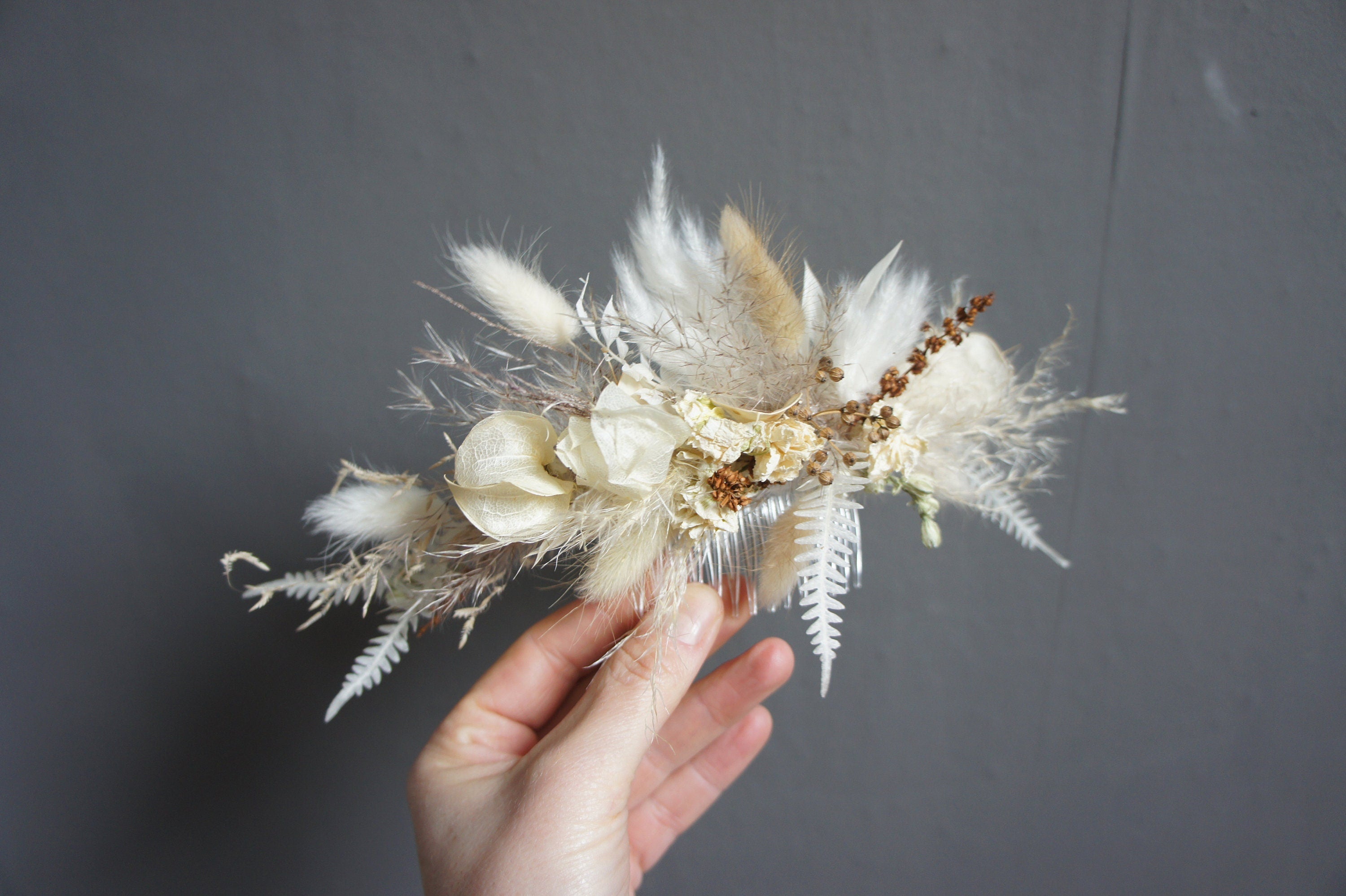 Serie BOHO SUMMER, Trockenblumen, Dried flowers, Brautstrauß, Reversschmuck & Haarkamm