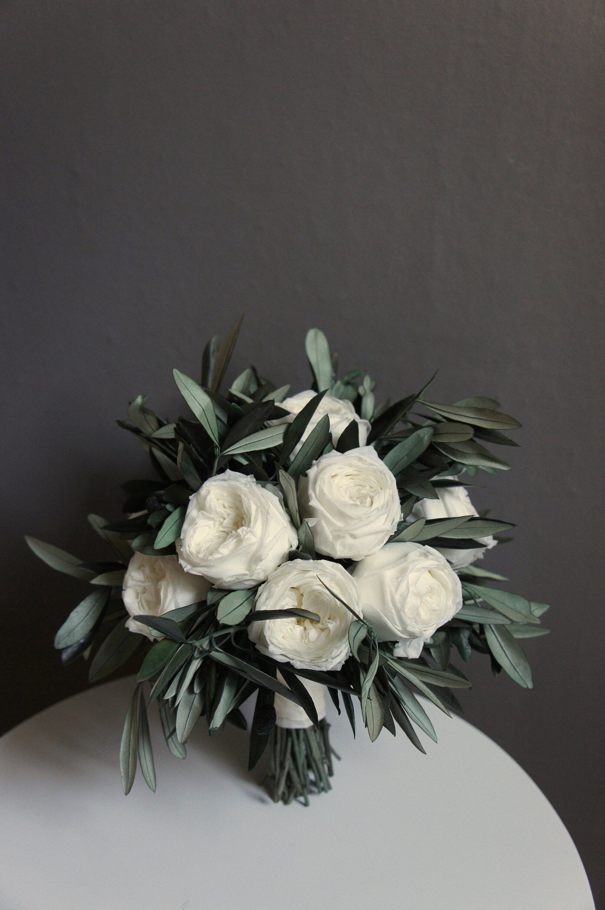 Serie GRACEFUL ROSE, Preserving roses, Preserving Olive, Bride bouquet, Flower crown, Flower pin, Haarkamm, Haarreif