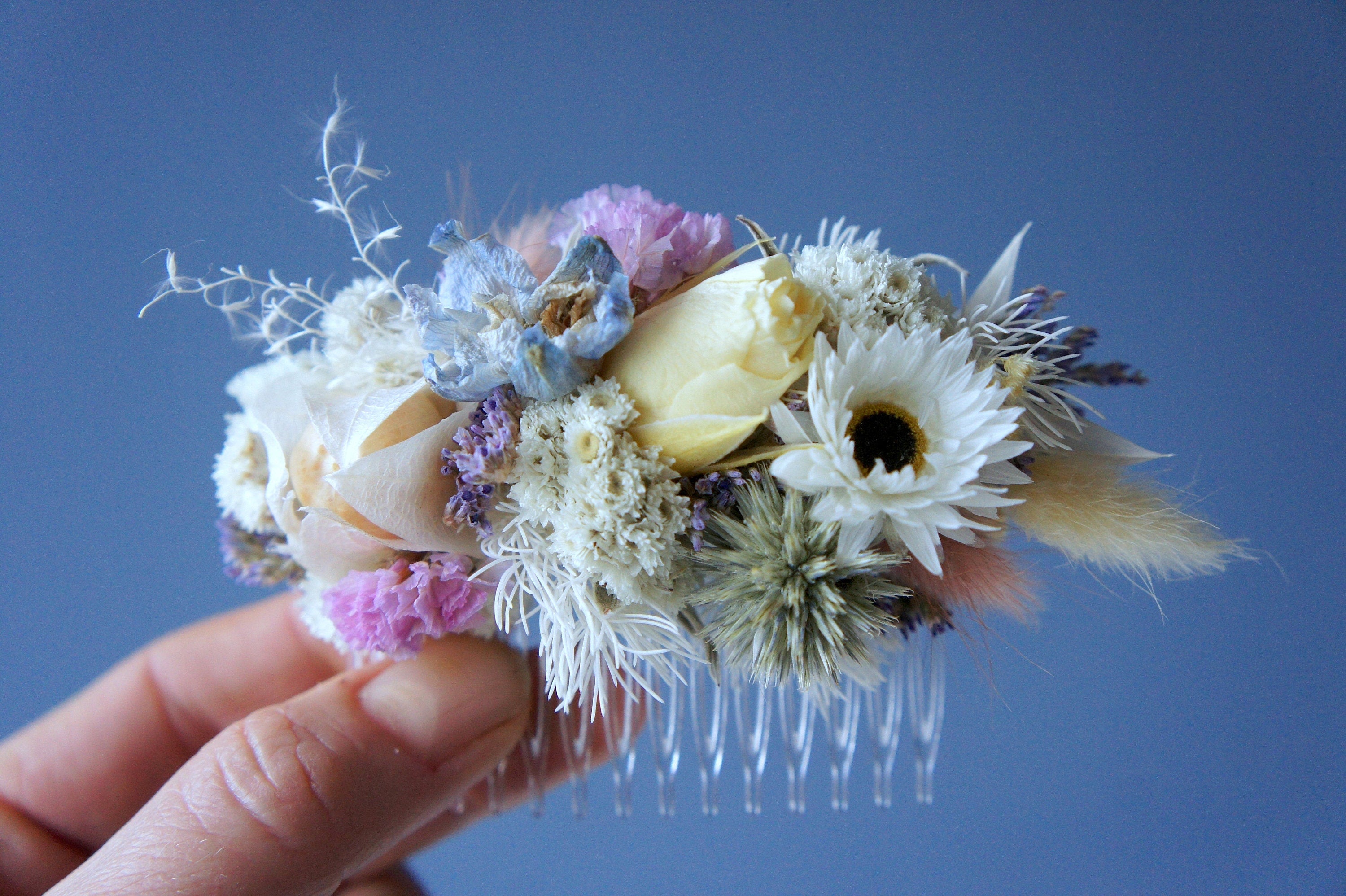 Serie LOLLY POP, Haarkranz, Haarreif, Haarkamm, Reversschmuck, Trockenblumen, Dried flower products