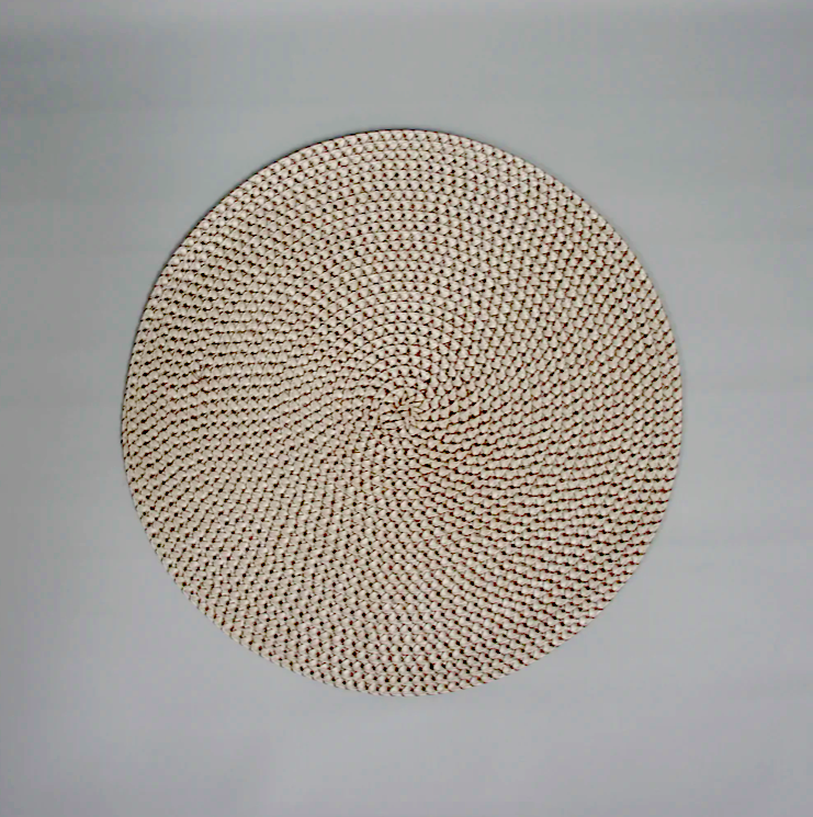 Tischset/Platzset, rund 40 cm, Farbe Nude mit Nahtmuster Schwarz