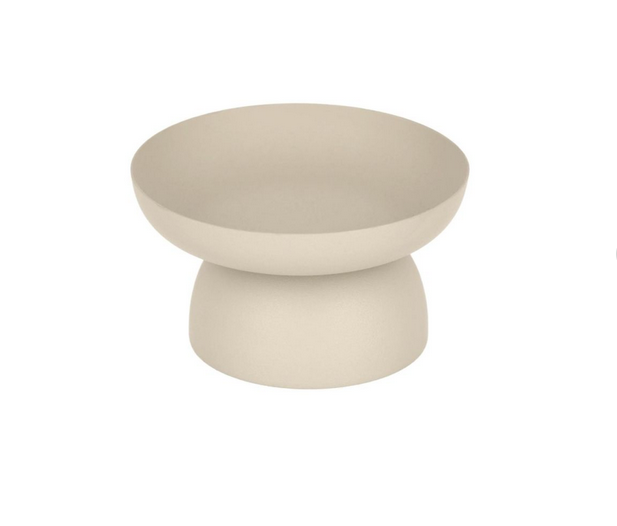 Metallschale auf Fuß für florale Gestecke, Farbe Sand