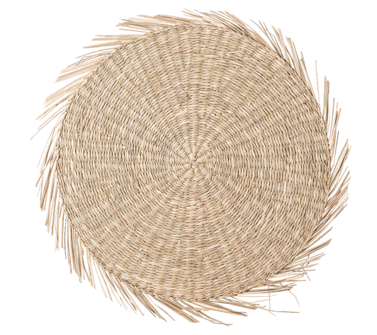 Tischset/Platzset, rund 40 cm, Bastgeflecht mit Fransenrand