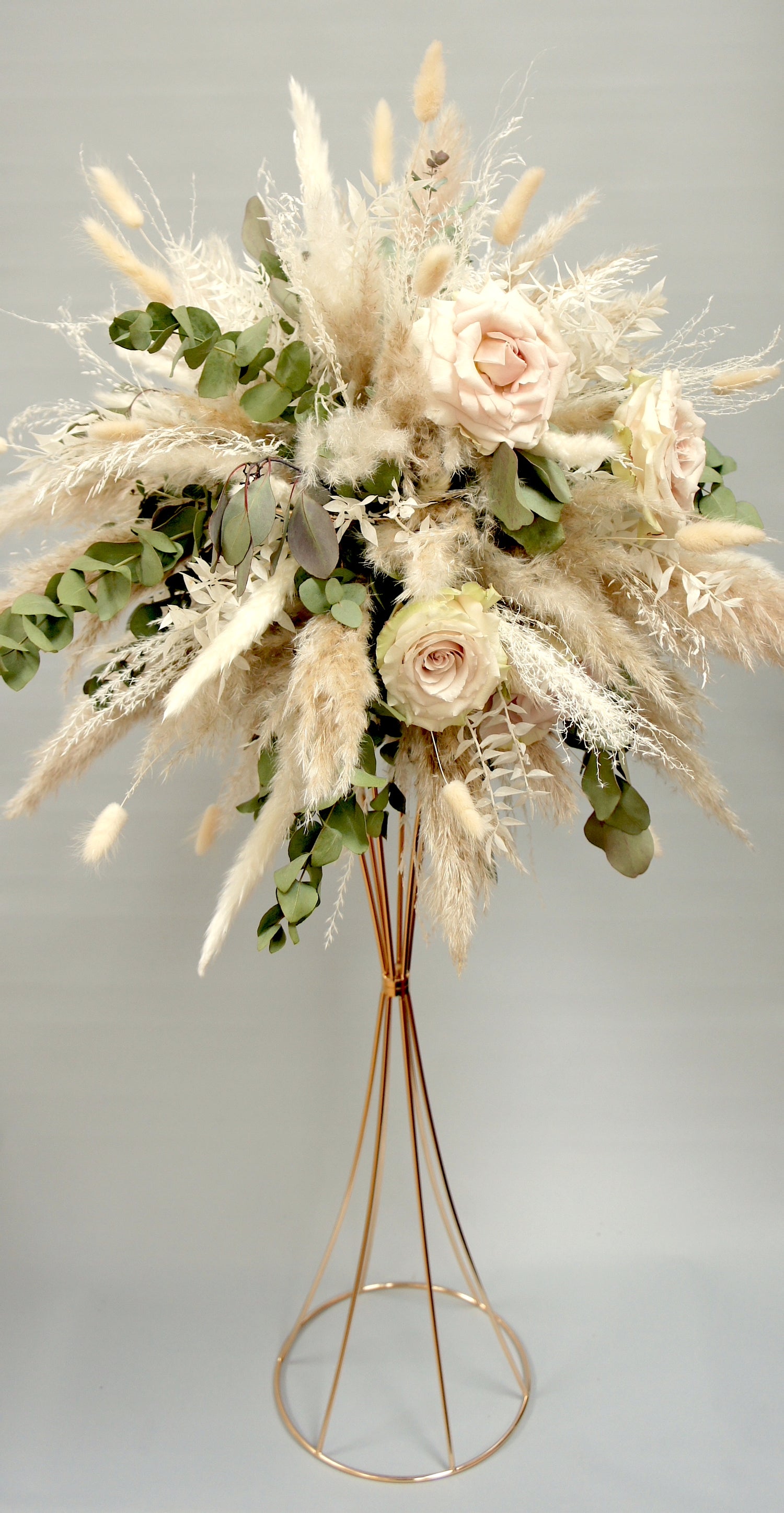Blumenständer, Trompetenständer inkl. Schale, Tischdeko, Farbe Gold, Höhe 80 cm
