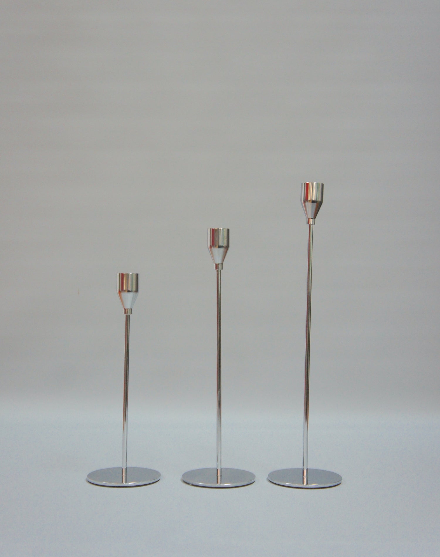 Kerzenhalter-Set, 3-tlg., Farbe Silber, glänzend