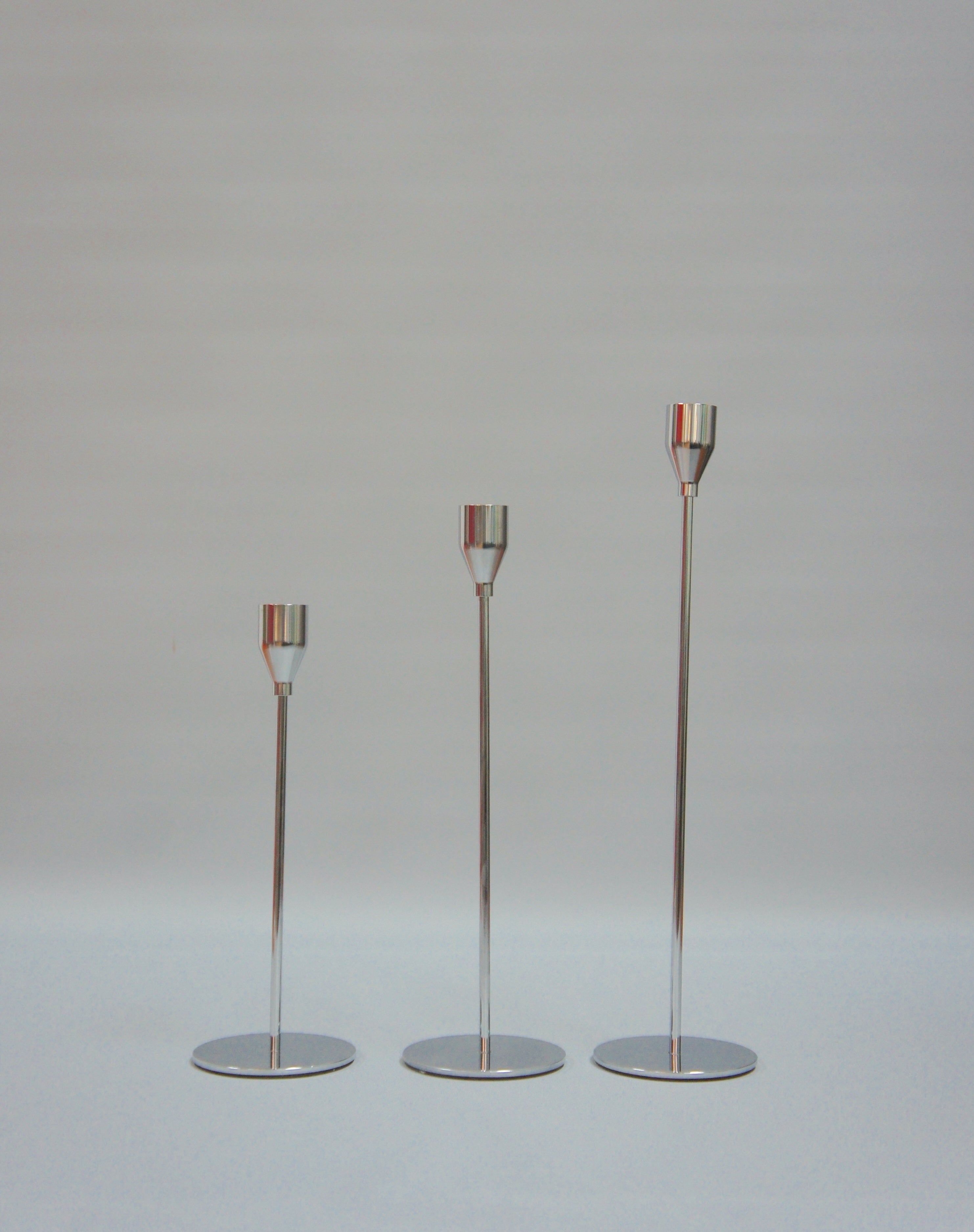 Kerzenhalter-Set, 3-tlg., Farbe Silber, glänzend