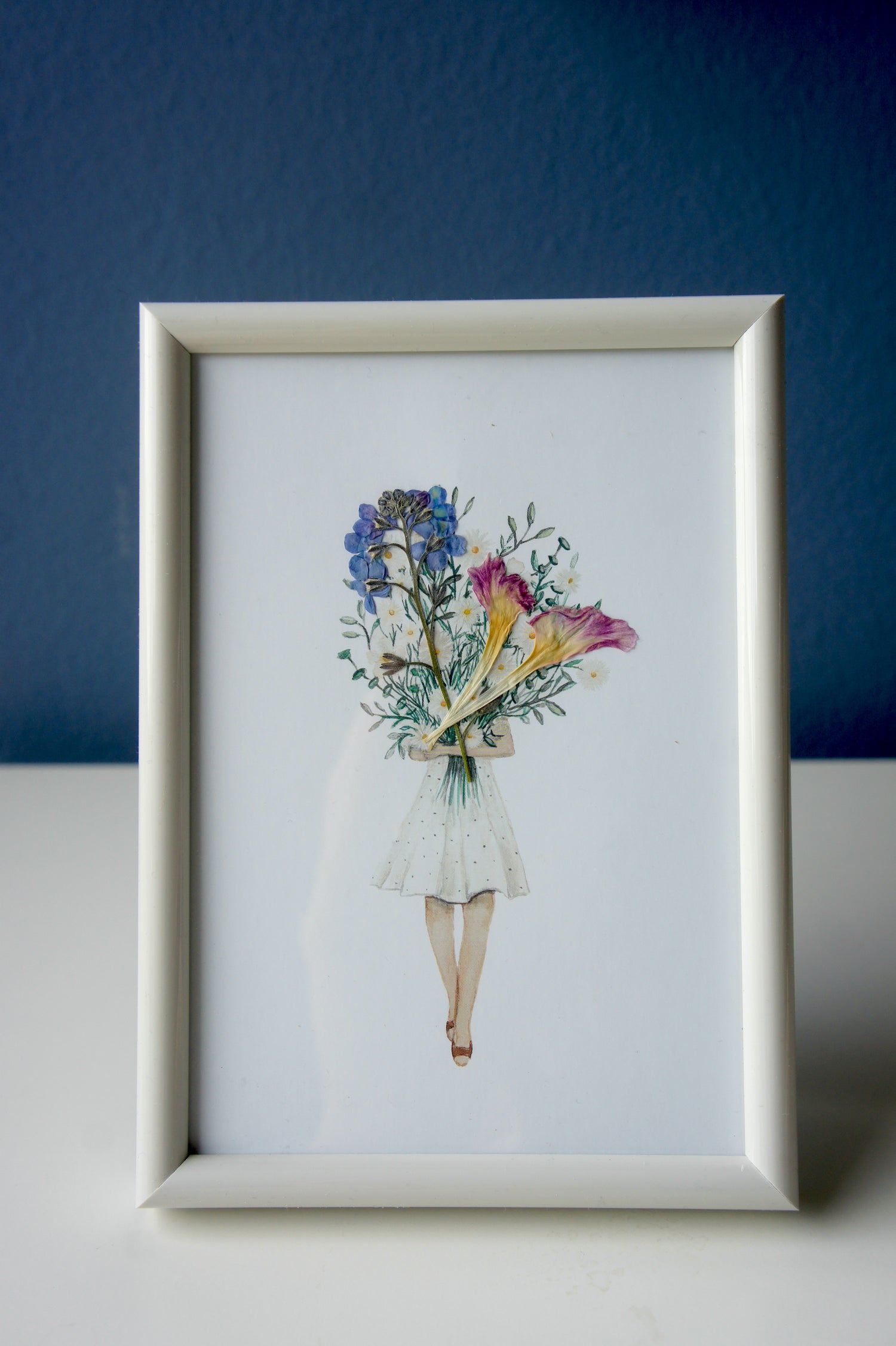Pressed Flower Collage/Grafikdruck, gerahmt
