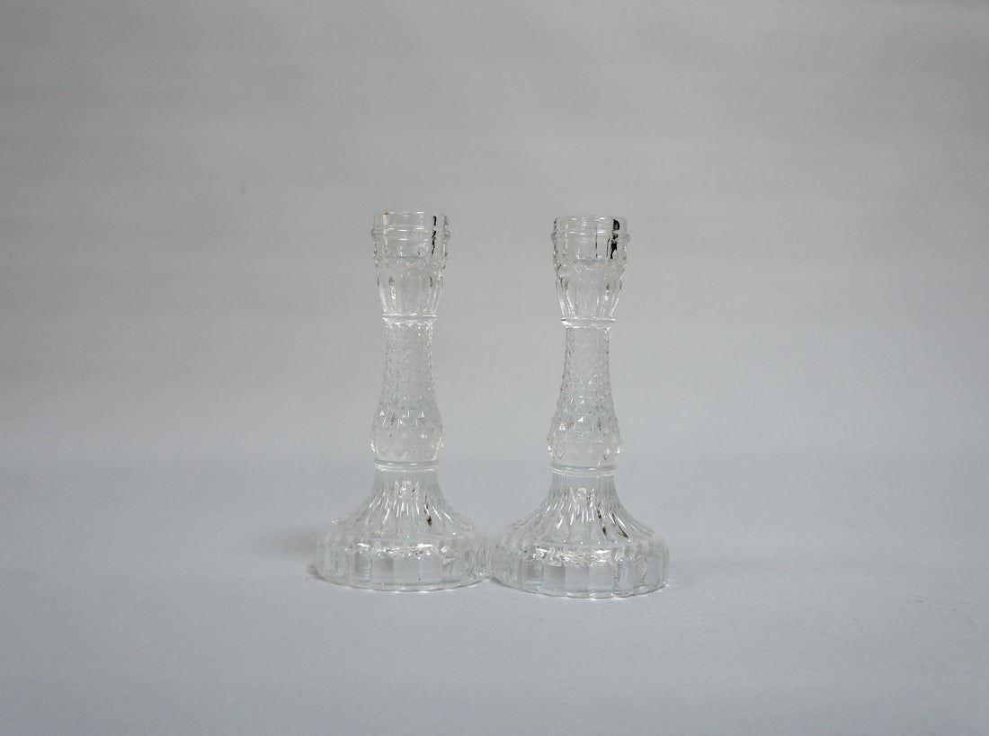 Kerzenhalter aus Glas gemustert, 2er-Set