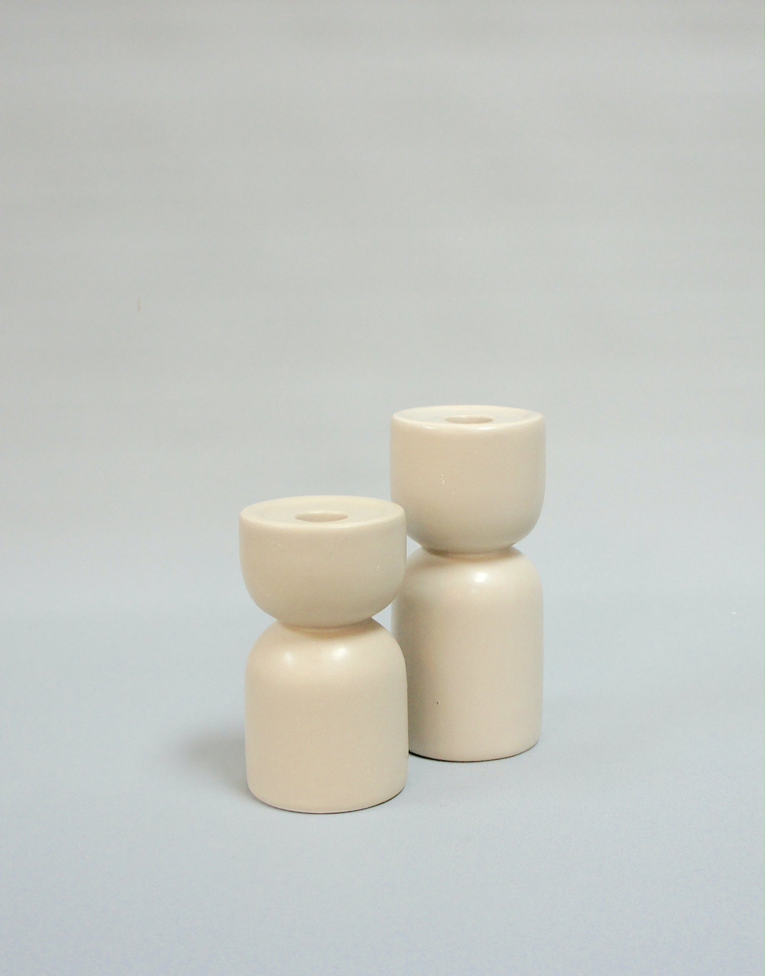 Kerzenhalter, Kerzenständer aus Keramik, Farbe Beige in 2 Größen