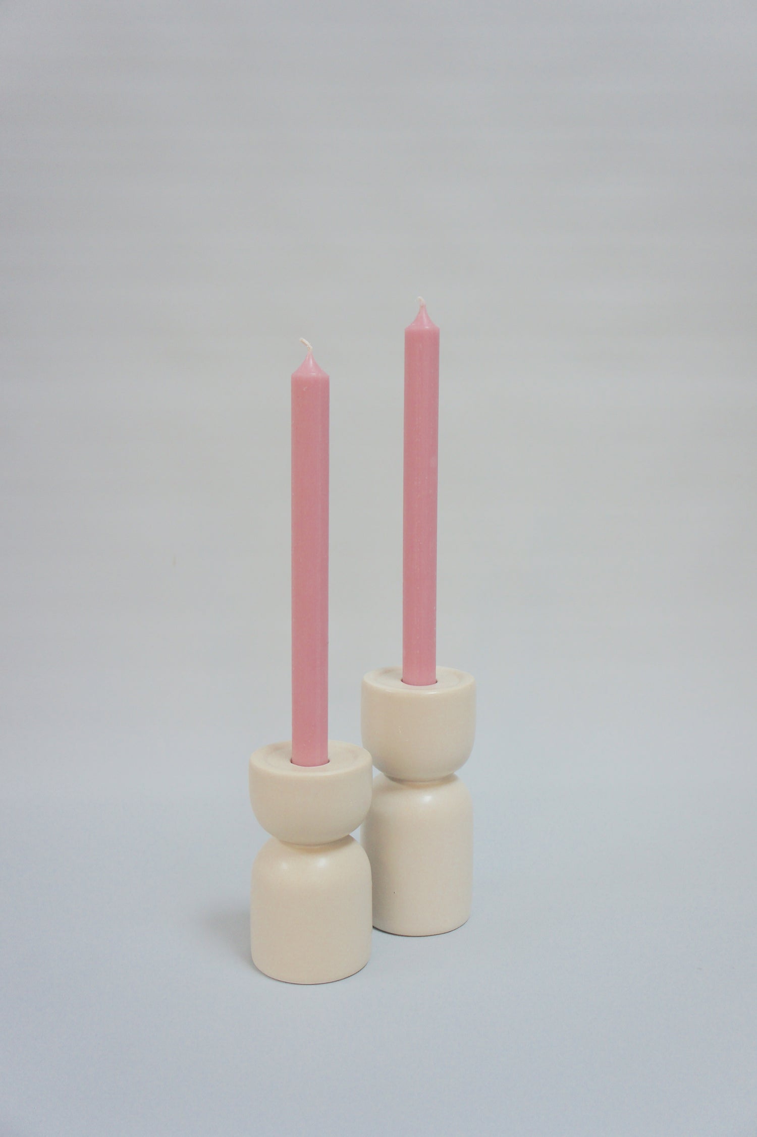 Kerzenhalter, Kerzenständer aus Keramik, Farbe Beige in 2 Größen