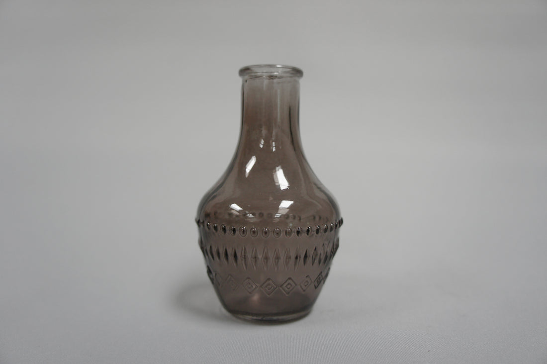 Glasfläschchen, kleine Vase, Farbe Grau