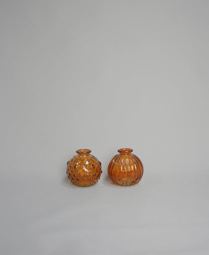 Glasvase, kugelig in 2 Farben: Orange und Grau, als Set, 2-tlg. erhältlich