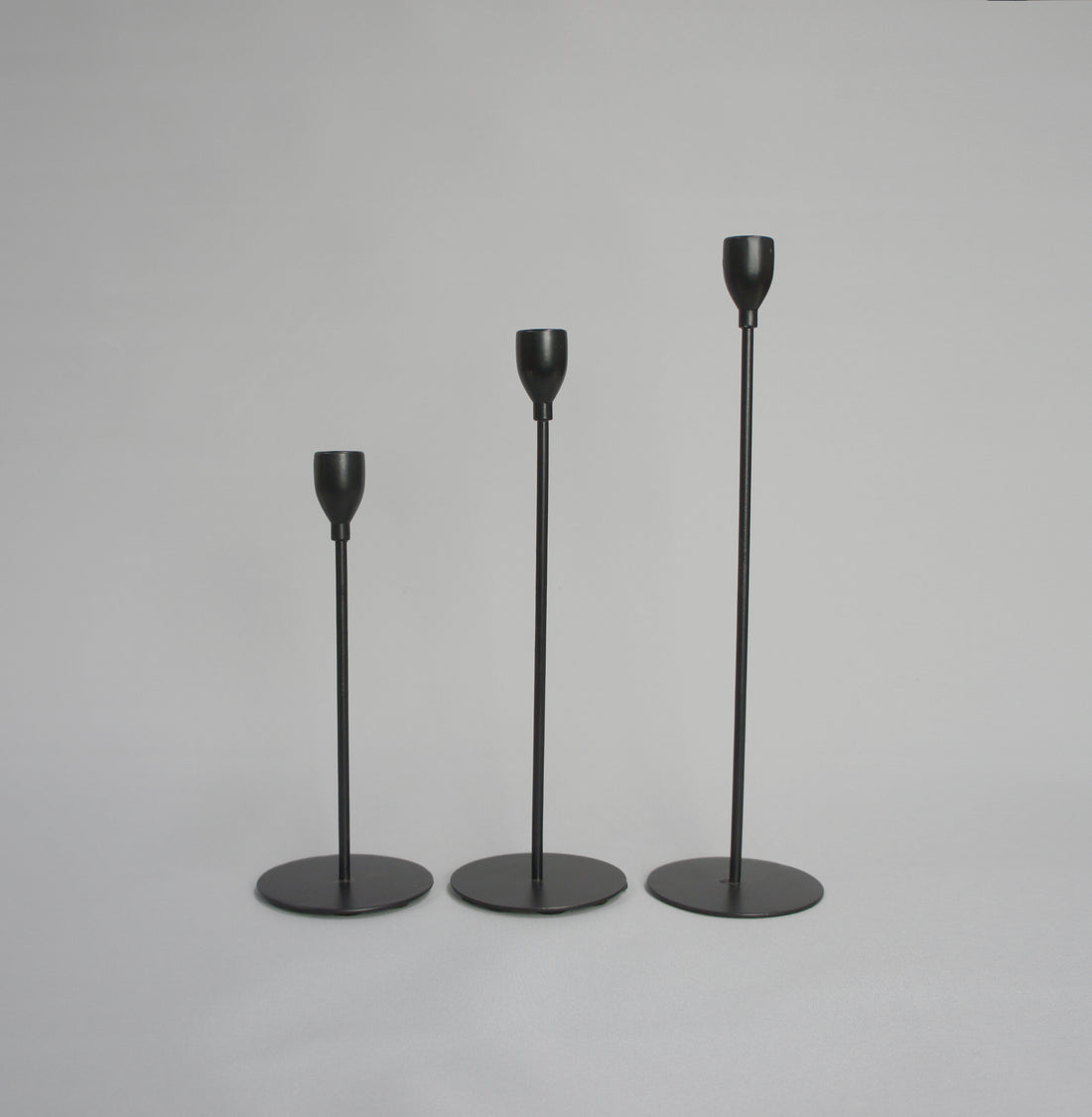 Kerzenhalter- Set, 3-tlg., Metall, Farbe Schwarz