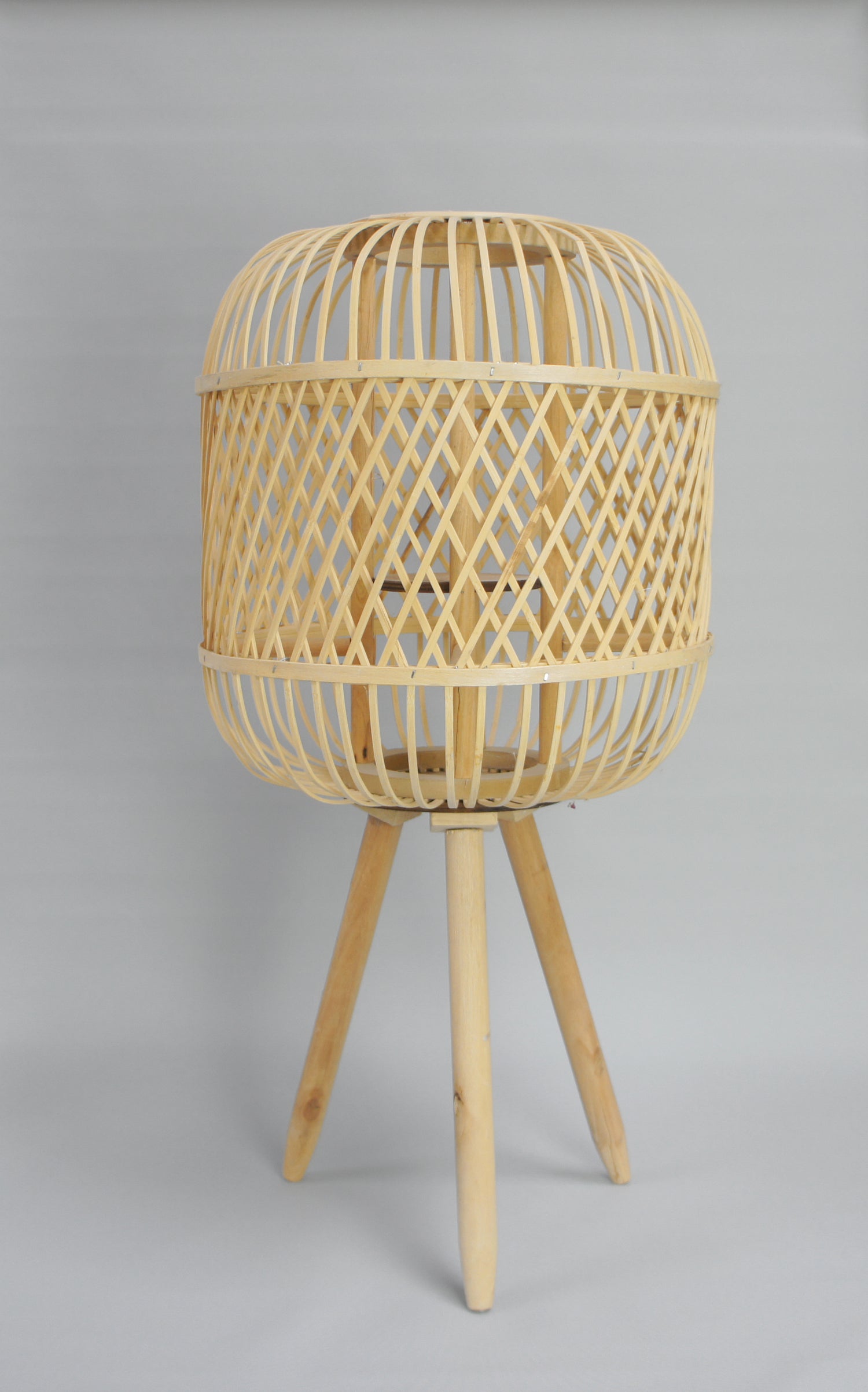 Bambuswindlicht- oder Vase auf Dreifuß, inkl. Glaseinsatz, 2 Größen