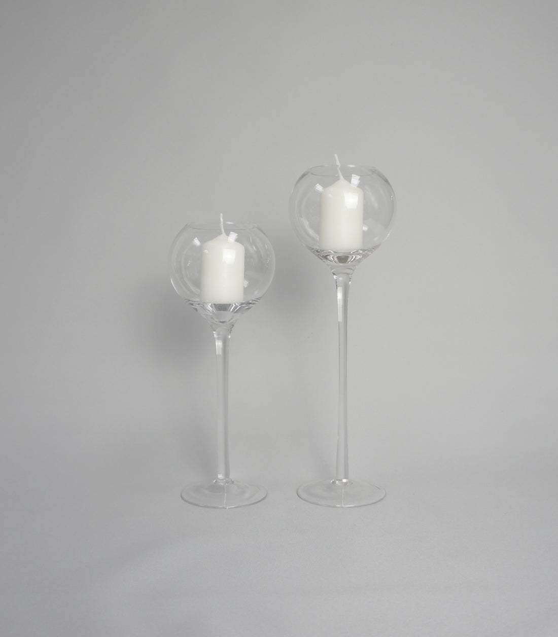 Kerzenglas, Kugel auf Stiel-Set, 2-tlg. in versch. Höhen