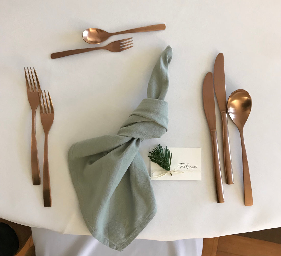 Serviette aus Baumwolle, erhältlich in 7 Farben: Salbei/Grau/Rosa/Schwarz/Petrol/Terracotta