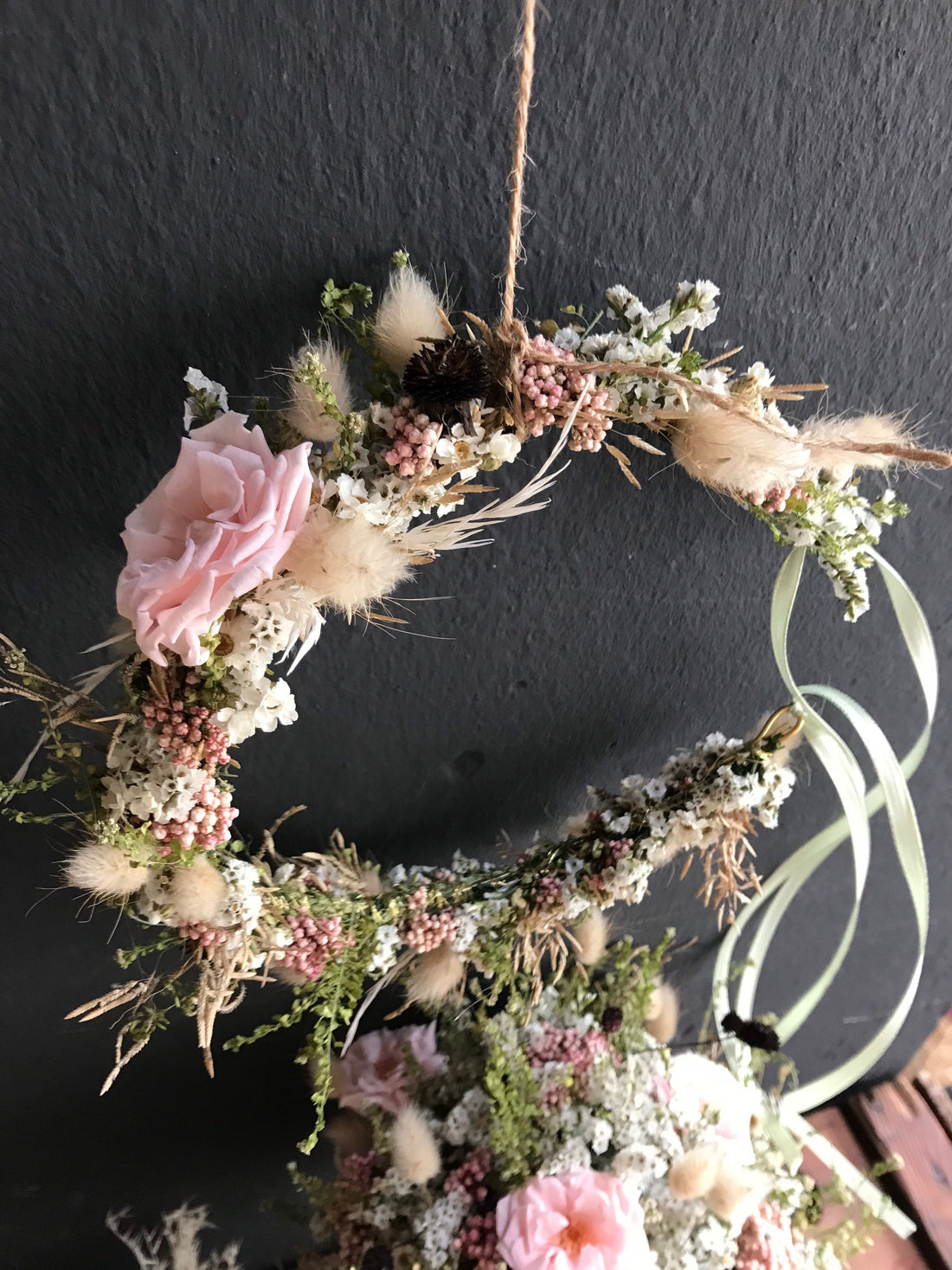 Serie TINY ROSE, Haarkranz Trockenblumen, mit stabilisierter Rose, Flower crown, Dried flowers