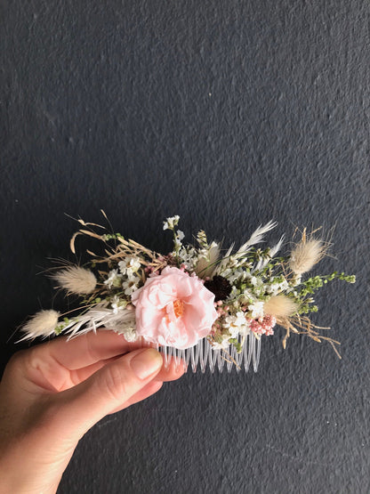 Serie TINY ROSE, Haarkamm, Trockenblumen/ Dried flowers