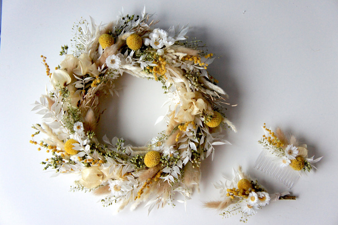 Serie HELLO SUNSHINE, Trockenblumenkranz, Dried flower wreath